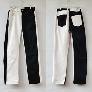 Revice Black White Two Color Jeans Size 27 Straight Leg Zip Fly Neutral Boho